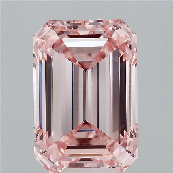 10.09 Carat Emerald Shaped, Ideal Cut, FANCY INTENSE PINK Color, VVS2 Clarity, IGI Certified Lab Grown Diamond