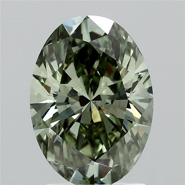 2.10 Carat Oval Shaped, Ideal Cut, FANCY VIVID GREEN Color, VS2 Clarity, IGI Certified Lab Grown Diamond