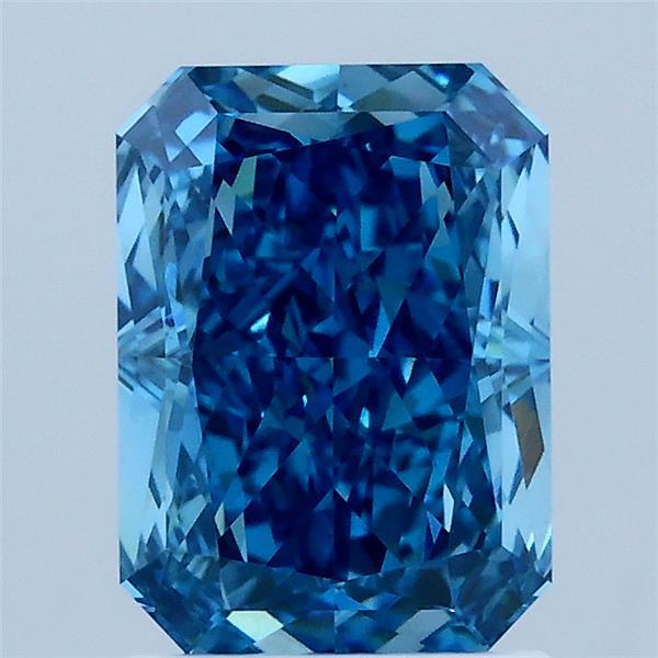 2.10 Carat Radiant Shaped, Excellent Cut, FANCY VIVID BLUE Color, VS1 Clarity, IGI Certified Lab Grown Diamond