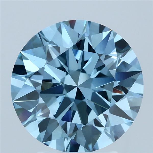 3.37 Carat Round Shaped, Ideal Cut, FANCY VIVID BLUE Color, VS1 Clarity, IGI Certified Lab Grown Diamond