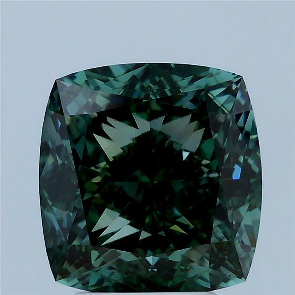 4.02 Carat Cushion Shaped, Excellent Cut, FANCY VIVID GREEN Color, VS1 Clarity, IGI Certified Lab Grown Diamond