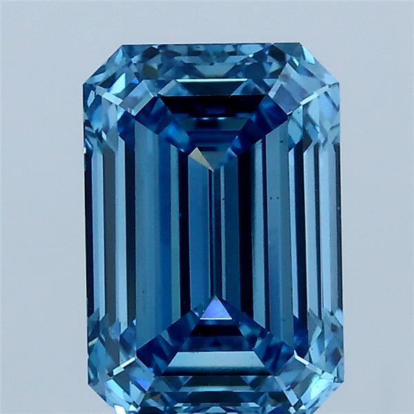 1.85 Carat Emerald Shaped, Ideal Cut, FANCY VIVID BLUE Color, VS2 Clarity, IGI Certified Lab Grown Diamond
