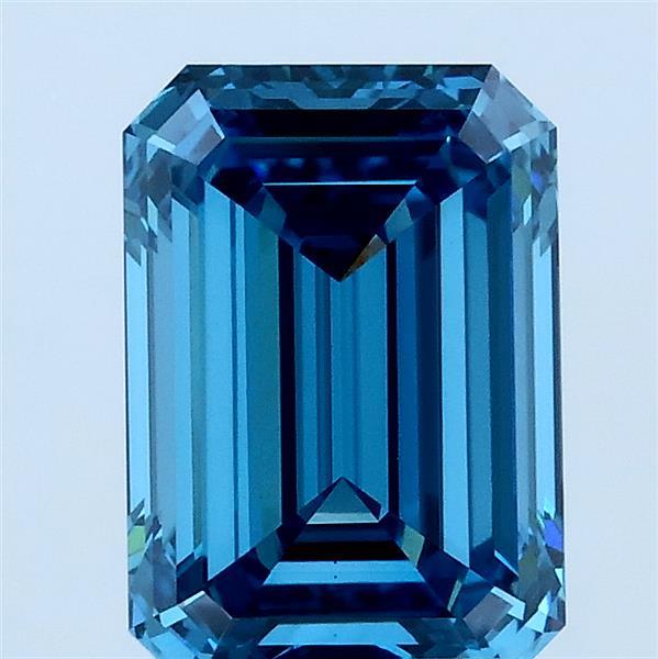 2.00 Carat Emerald Shaped, Ideal Cut, FANCY VIVID BLUE Color, VS1 Clarity, IGI Certified Lab Grown Diamond