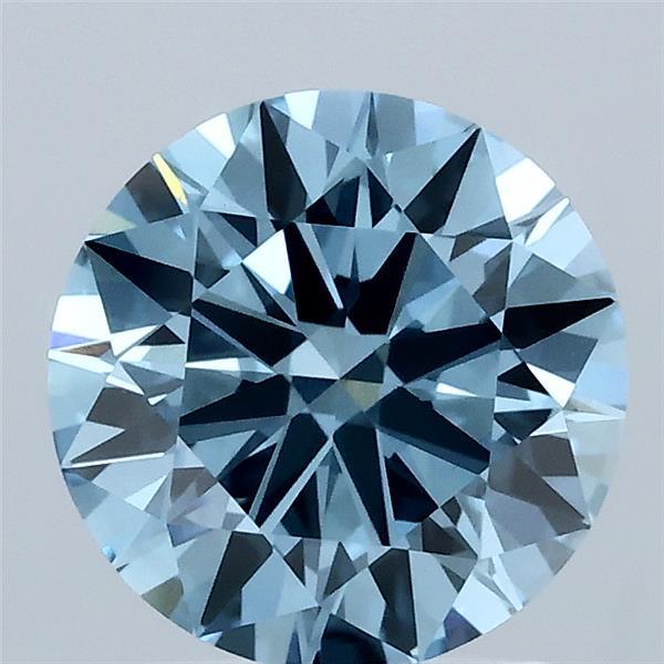 2.00 Carat Round Shaped, Ideal Cut, FANCY VIVID BLUE Color, VS1 Clarity, IGI Certified Lab Grown Diamond