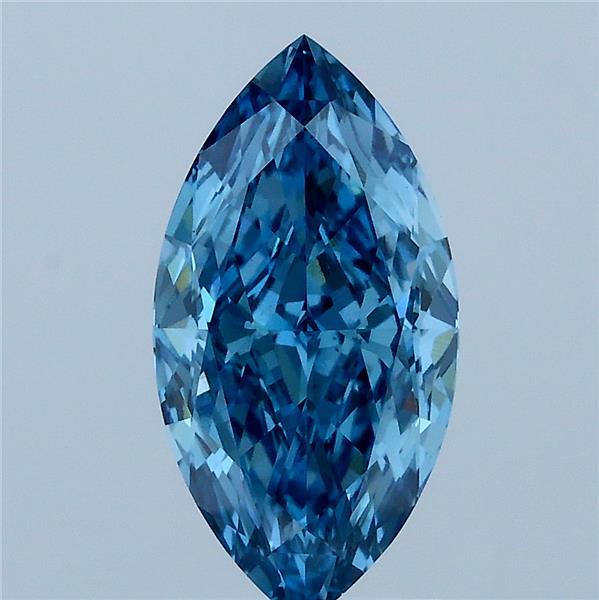 2.05 Carat Marquise Shaped, Ideal Cut, FANCY VIVID BLUE Color, VVS2 Clarity, IGI Certified Lab Grown Diamond
