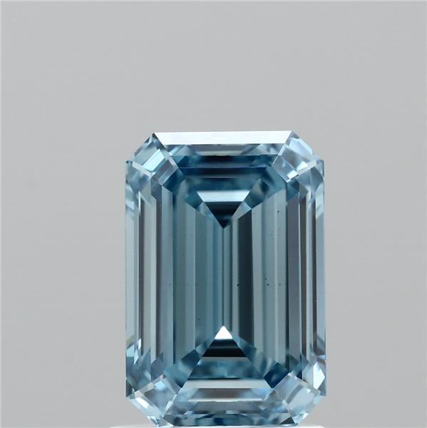 1.51 Carat Emerald Shaped, Ideal Cut, FANCY VIVID BLUE Color, VS1 Clarity, IGI Certified Lab Grown Diamond