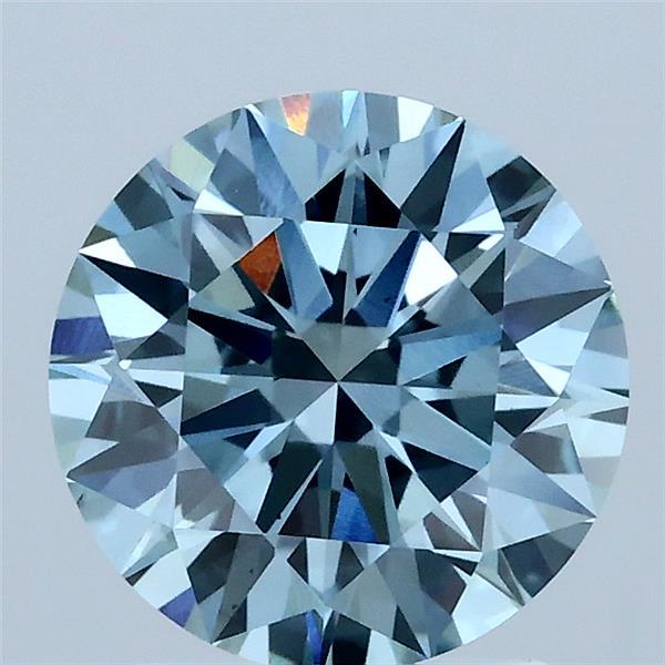 2.01 Carat Round Shaped, Ideal Cut, FANCY VIVID BLUE Color, VS1 Clarity, IGI Certified Lab Grown Diamond