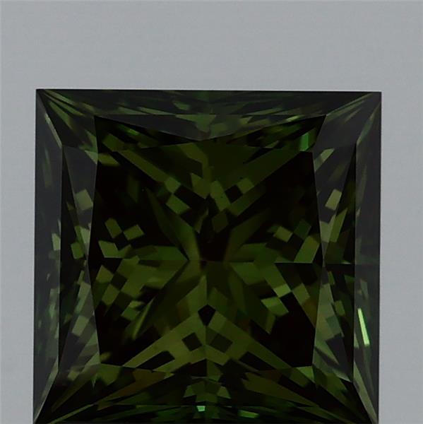 1.71 Carat Princess Shaped, Ideal Cut, FANCY VIVID GREEN Color, VS1 Clarity, IGI Certified Lab Grown Diamond