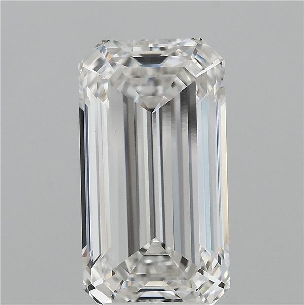 5.28 Carat Emerald Shaped, Ideal Cut, F Color, VS1 Clarity, IGI Certified Lab Grown Diamond