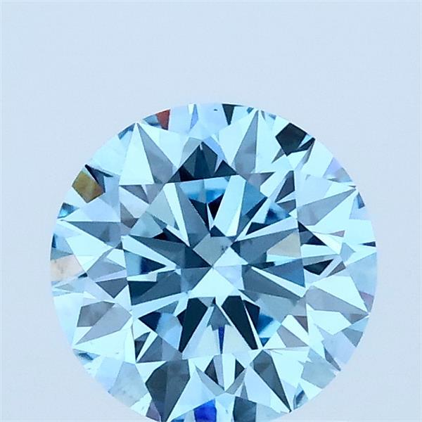 1.08 Carat Round Shaped, Ideal Cut, FANCY VIVID BLUE Color, VS2 Clarity, IGI Certified Lab Grown Diamond