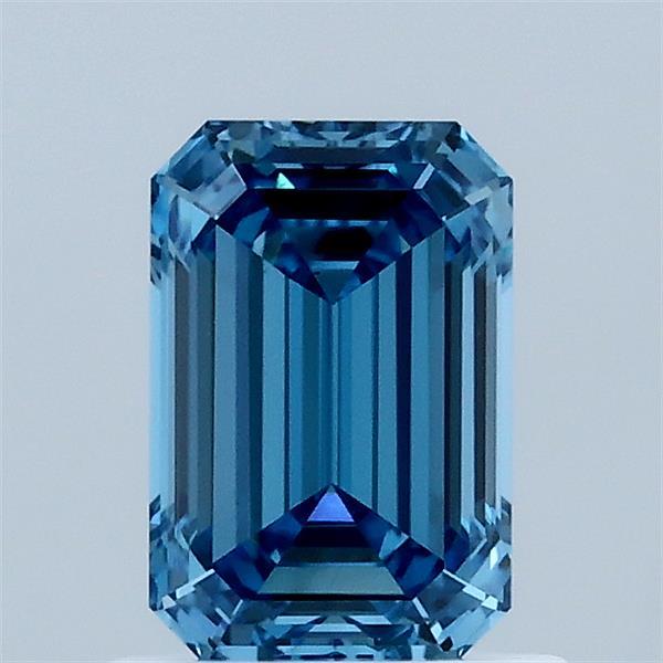 1.03 Carat Emerald Shaped, Ideal Cut, FANCY VIVID BLUE Color, VS1 Clarity, IGI Certified Lab Grown Diamond