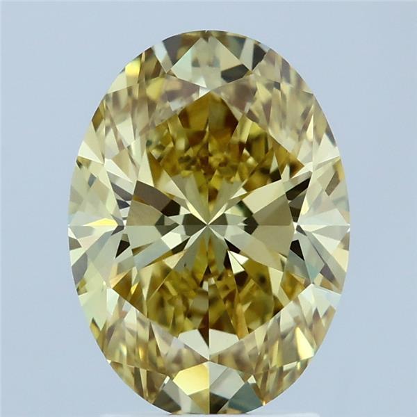 2.43 Carat Oval Shaped, Ideal Cut, FANCY INTENSE YELLOW Color, VVS2 Clarity, IGI Certified Lab Grown Diamond