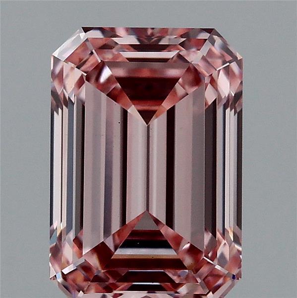 1.60 Carat Emerald Shaped, Ideal Cut, FANCY INTENSE PINK Color, VS1 Clarity, IGI Certified Lab Grown Diamond