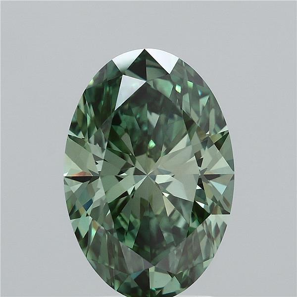 2.90 Carat Oval Shaped, Ideal Cut, FANCY VIVID GREEN Color, VVS2 Clarity, IGI Certified Lab Grown Diamond