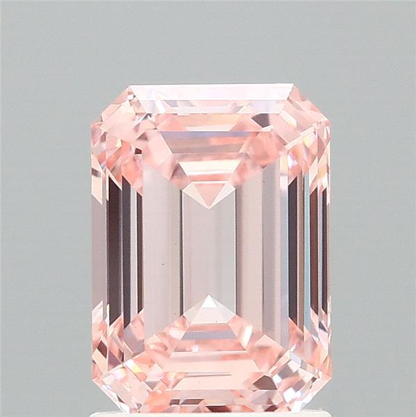 1.86 Carat Emerald Shaped, Ideal Cut, FANCY VIVID PINK Color, VS1 Clarity, IGI Certified Lab Grown Diamond