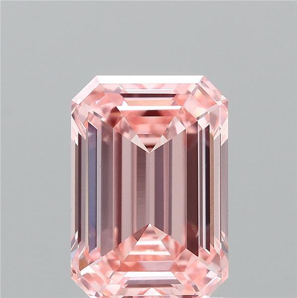 1.51 Carat Emerald Shaped, Ideal Cut, FANCY VIVID PINK Color, VVS2 Clarity, IGI Certified Lab Grown Diamond