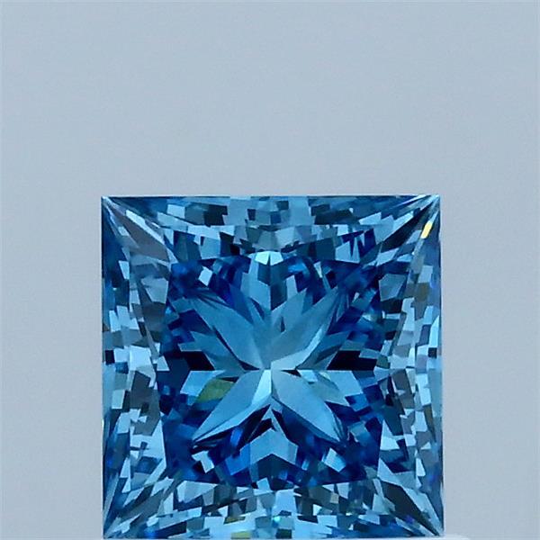 1.02 Carat Princess Shaped, Ideal Cut, FANCY VIVID BLUE Color, VS2 Clarity, IGI Certified Lab Grown Diamond