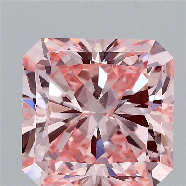 3.00 Carat Radiant Shaped, Ideal Cut, FANCY VIVID PINK Color, VS1 Clarity, IGI Certified Lab Grown Diamond