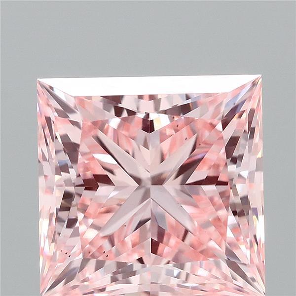 2.54 Carat Princess Shaped, Ideal Cut, FANCY INTENSE PINK Color, VS2 Clarity, IGI Certified Lab Grown Diamond