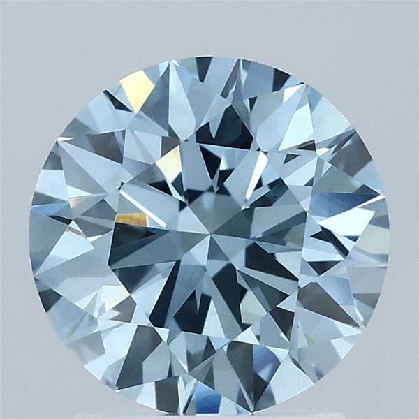 1.85 Carat Round Shaped, Ideal Cut, FANCY VIVID BLUE Color, VS1 Clarity, IGI Certified Lab Grown Diamond