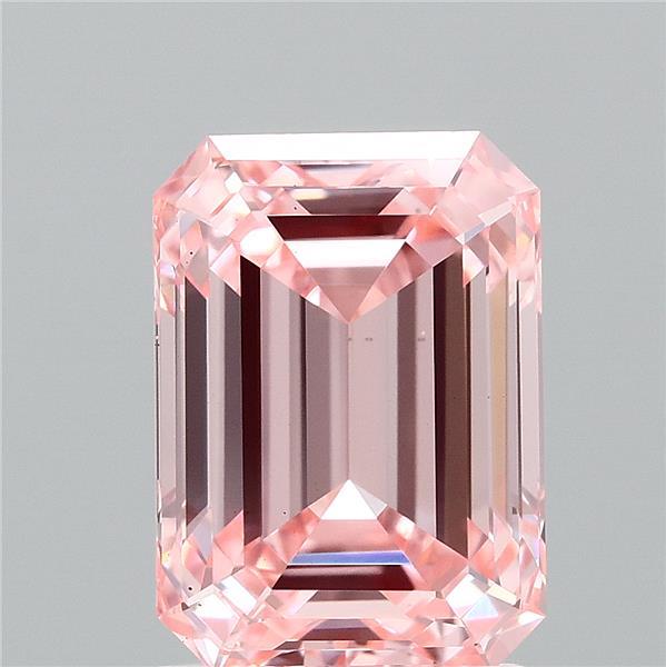 2.02 Carat Emerald Shaped, Excellent Cut, FANCY VIVID PINK Color, VS2 Clarity, IGI Certified Lab Grown Diamond