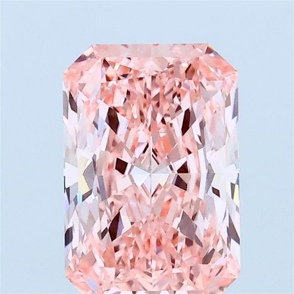 1.04 Carat Radiant Shaped, Ideal Cut, FANCY VIVID PINK Color, VVS2 Clarity, IGI Certified Lab Grown Diamond