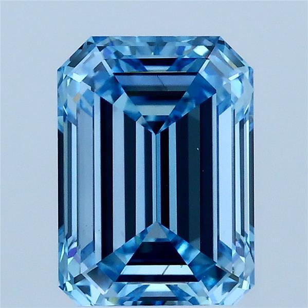 2.18 Carat Emerald Shaped, Ideal Cut, FANCY VIVID BLUE Color, VS1 Clarity, IGI Certified Lab Grown Diamond