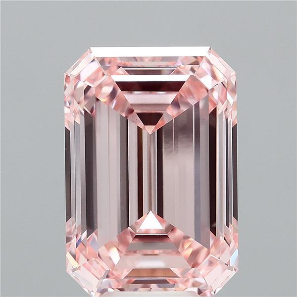 9.08 Carat Emerald Shaped, Ideal Cut, FANCY INTENSE PINK Color, VVS2 Clarity, IGI Certified Lab Grown Diamond