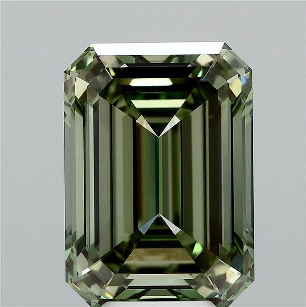 7.09 Carat Emerald Shaped, Ideal Cut, FANCY VIVID GREEN Color, VVS2 Clarity, IGI Certified Lab Grown Diamond