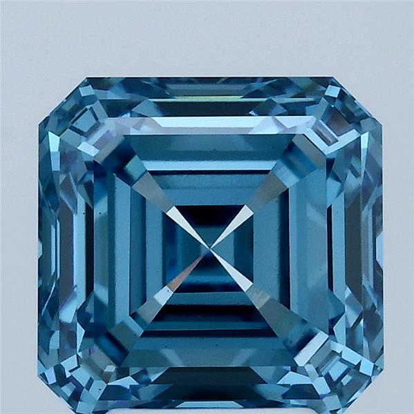 4.02 Carat Asscher Shaped, Excellent Cut, FANCY VIVID BLUE Color, VS1 Clarity, IGI Certified Lab Grown Diamond