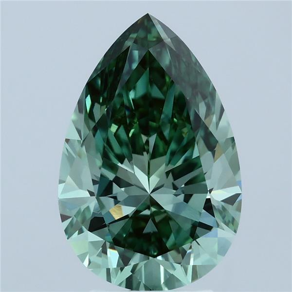 3.92 Carat Pear Shaped, Ideal Cut, FANCY VIVID GREEN Color, VVS2 Clarity, IGI Certified Lab Grown Diamond