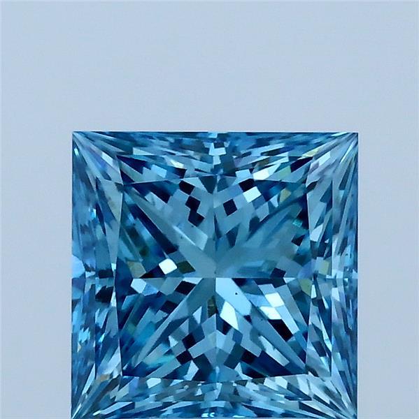 2.09 Carat Princess Shaped, Ideal Cut, FANCY VIVID BLUE Color, VS2 Clarity, IGI Certified Lab Grown Diamond