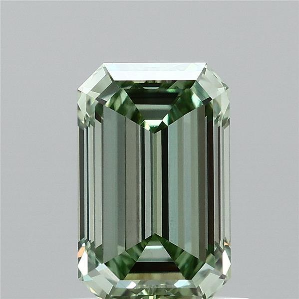 1.00 Carat Emerald Shaped, Ideal Cut, FANCY VIVID GREEN Color, VVS2 Clarity, IGI Certified Lab Grown Diamond