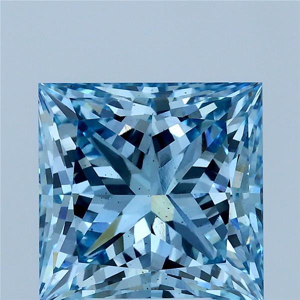 4.06 Carat Princess Shaped, Ideal Cut, FANCY VIVID BLUE Color, VS2 Clarity, IGI Certified Lab Grown Diamond