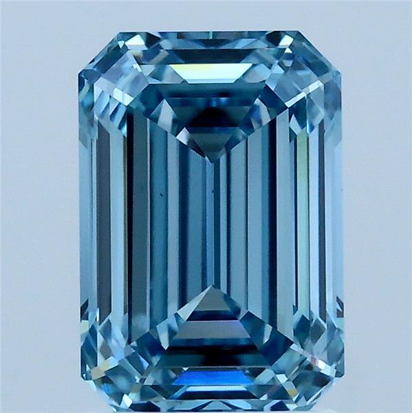2.20 Carat Emerald Shaped, Ideal Cut, FANCY VIVID BLUE Color, VS1 Clarity, IGI Certified Lab Grown Diamond