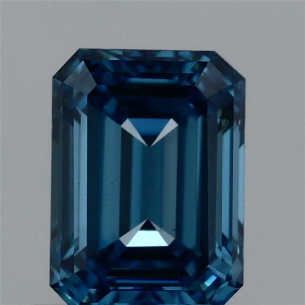 0.89 Carat Emerald Shaped, Ideal Cut, FANCY VIVID BLUE Color, VS1 Clarity, IGI Certified Lab Grown Diamond