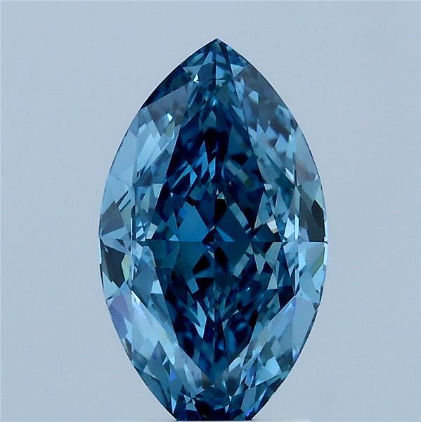 2.11 Carat Marquise Shaped, Ideal Cut, FANCY VIVID BLUE Color, VS1 Clarity, IGI Certified Lab Grown Diamond