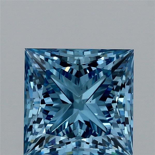 2.06 Carat Princess Shaped, Ideal Cut, FANCY VIVID BLUE Color, VS2 Clarity, IGI Certified Lab Grown Diamond