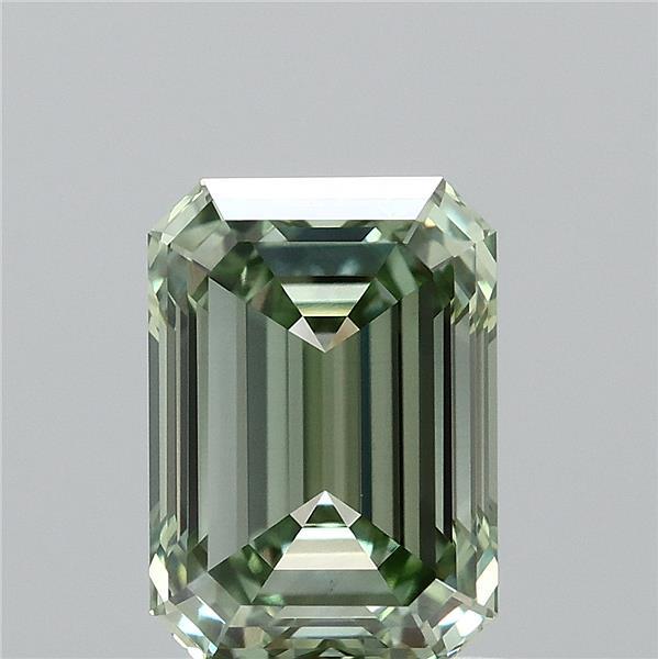 1.54 Carat Emerald Shaped, Ideal Cut, FANCY VIVID GREEN Color, VVS2 Clarity, IGI Certified Lab Grown Diamond