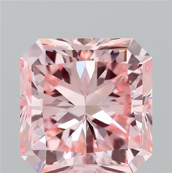 3.00 Carat Radiant Shaped, Ideal Cut, FANCY INTENSE PINK Color, VS1 Clarity, IGI Certified Lab Grown Diamond