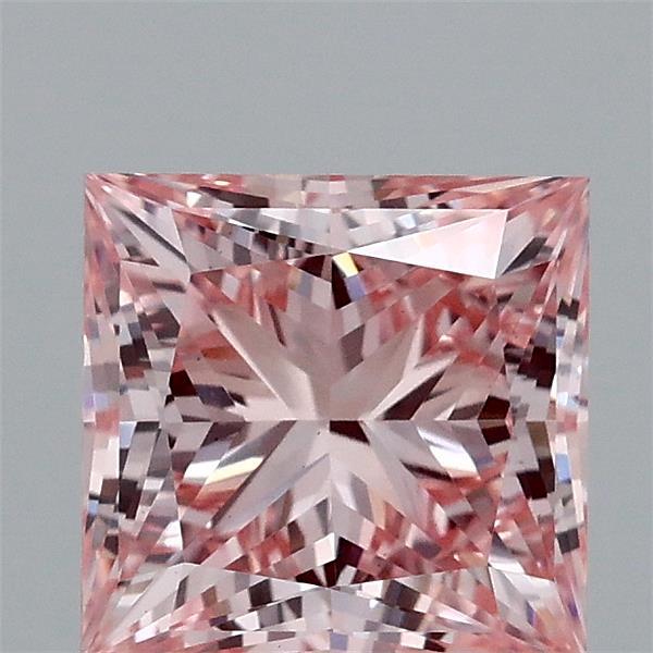 1.70 Carat Princess Shaped, Ideal Cut, FANCY INTENSE PINK Color, VS1 Clarity, IGI Certified Lab Grown Diamond