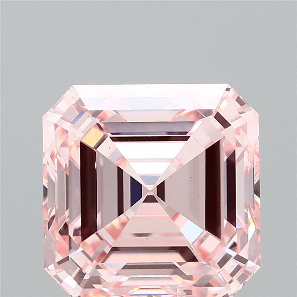 3.20 Carat Asscher Shaped, Ideal Cut, FANCY INTENSE PINK Color, VS1 Clarity, IGI Certified Lab Grown Diamond