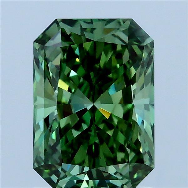 1.51 Carat Radiant Shaped, Ideal Cut, FANCY VIVID GREEN Color, VS1 Clarity, IGI Certified Lab Grown Diamond