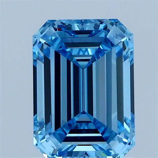 1.38 Carat Emerald Shaped, Ideal Cut, FANCY VIVID BLUE Color, VS1 Clarity, IGI Certified Lab Grown Diamond