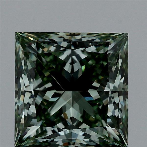 3.18 Carat Princess Shaped, Ideal Cut, FANCY VIVID GREEN Color, VS1 Clarity, IGI Certified Lab Grown Diamond