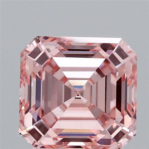 2.51 Carat Asscher Shaped, Excellent Cut, FANCY VIVID PINK Color, VS2 Clarity, IGI Certified Lab Grown Diamond