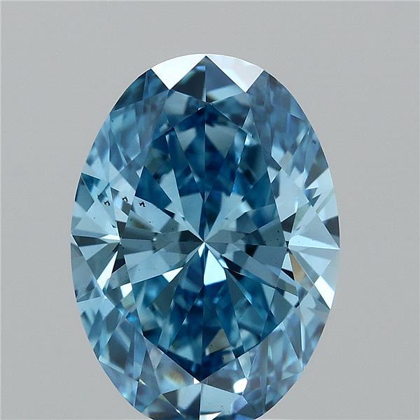 1.82 Carat Oval Shaped, Ideal Cut, FANCY VIVID BLUE Color, VS2 Clarity, IGI Certified Lab Grown Diamond