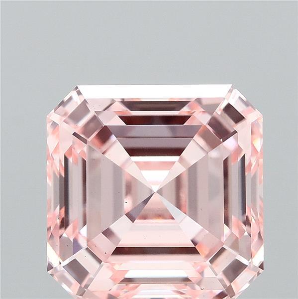 3.07 Carat Asscher Shaped, Ideal Cut, FANCY INTENSE PINK Color, VS1 Clarity, IGI Certified Lab Grown Diamond