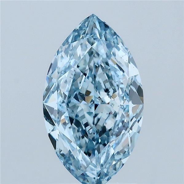 2.25 Carat Marquise Shaped, Ideal Cut, FANCY VIVID BLUE Color, VS1 Clarity, IGI Certified Lab Grown Diamond
