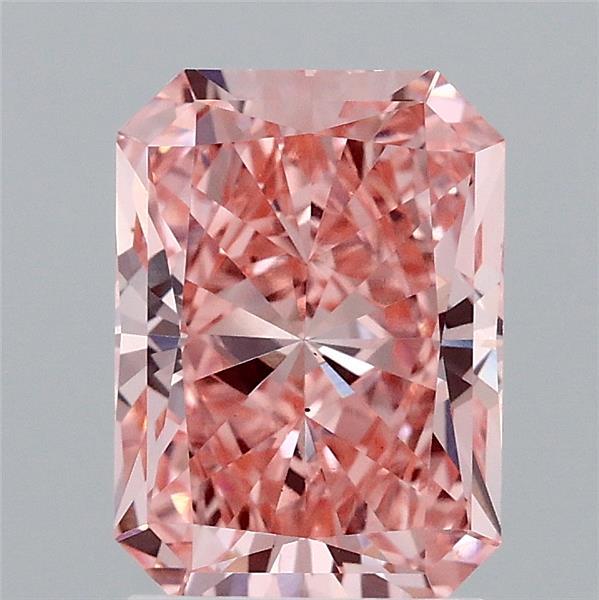 2.06 Carat Radiant Shaped, Ideal Cut, FANCY VIVID PINK Color, VS1 Clarity, IGI Certified Lab Grown Diamond